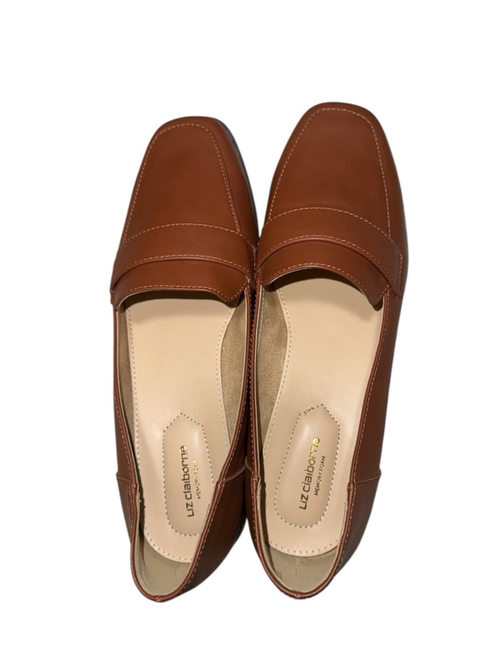 Liz Claiborne Tan Brown Leather-Look Penny Loafers Size 9.5